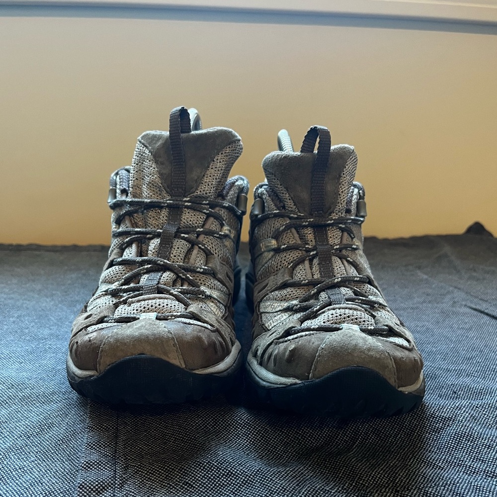 Merrell Womens Siren Sport Hiking Shoes Brown Olive Mesh Vibram | size 8.5 w